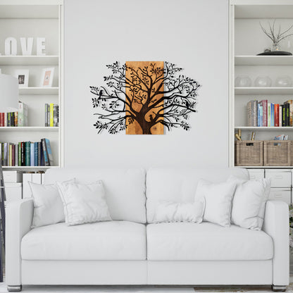 Wall Decoration Tree Figure Hm4806-metal In Black-wood 85x3(thickness)x58hcm.