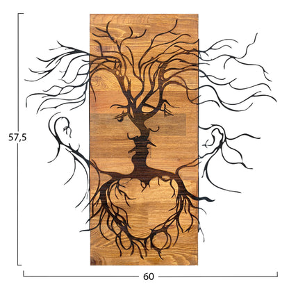 Wall Decoration Faces Hm4807-metal In Black-wood 60x3(thickness)x57.5hcm.