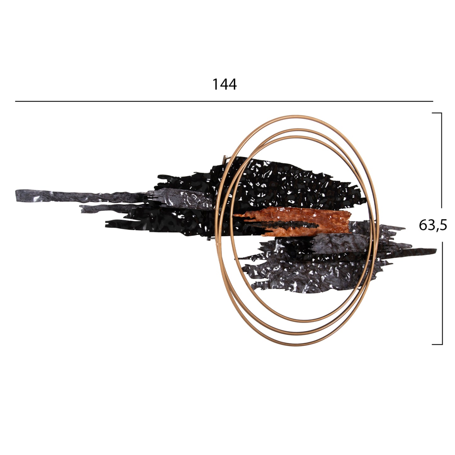 Wall Decor Hm4196 Metal In Black-anthracite-gold 144x63,5hcm.