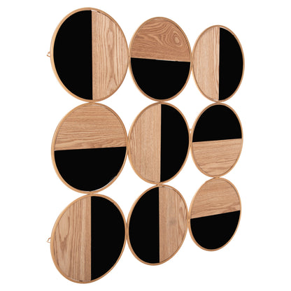 Wall Decoration Hm4197 Metal In Gold-mdf In Natural And Glossy Black 90x90cm.