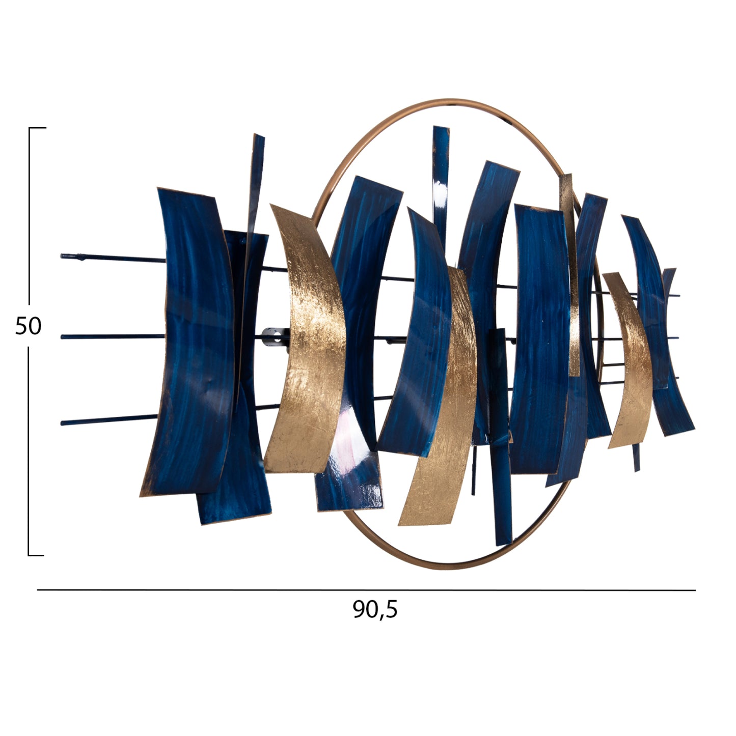 Wall Decor Hm4205 Metal In Blue - Gold 90,5x50hcm.