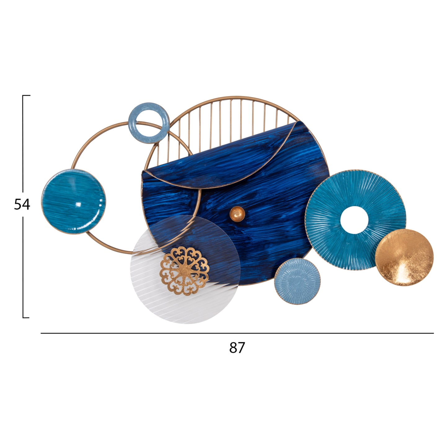 Wall Decor Hm4207 Metal In Blue Colors 87x54 εκ.