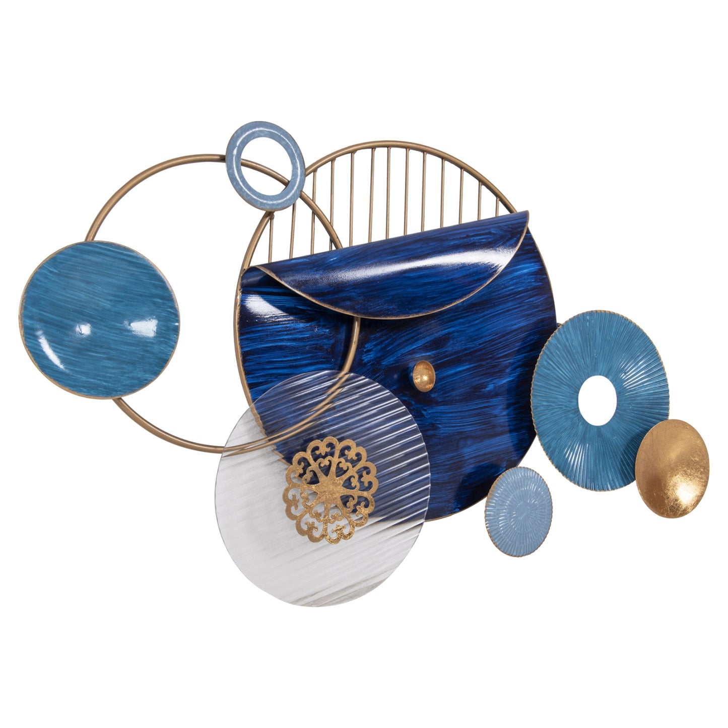 Wall Decor Hm4207 Metal In Blue Colors 87x54 εκ.