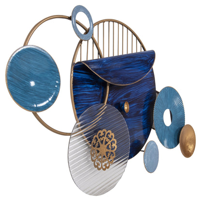 Wall Decor Hm4207 Metal In Blue Colors 87x54 εκ.