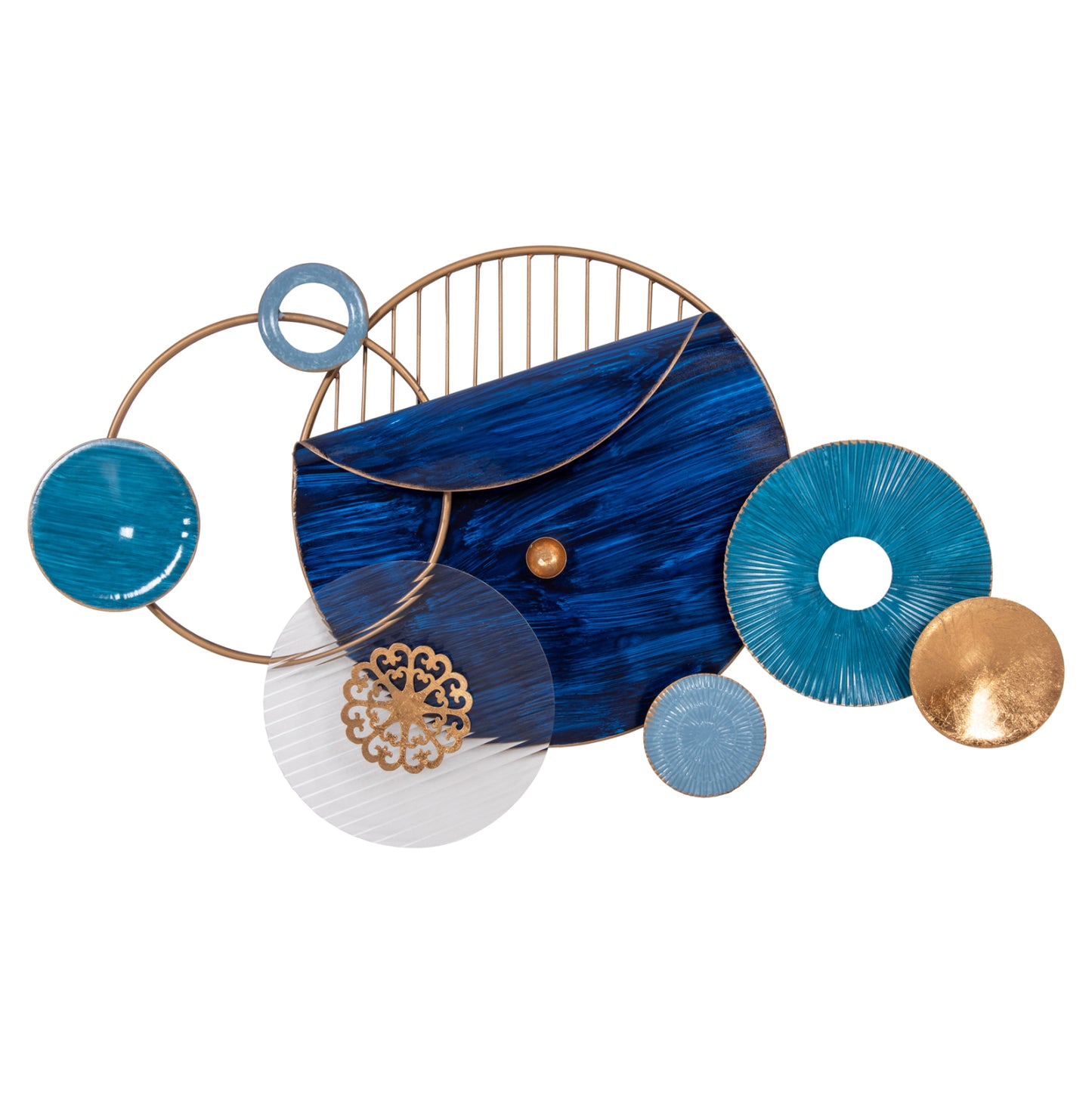 Wall Decor Hm4207 Metal In Blue Colors 87x54 εκ.
