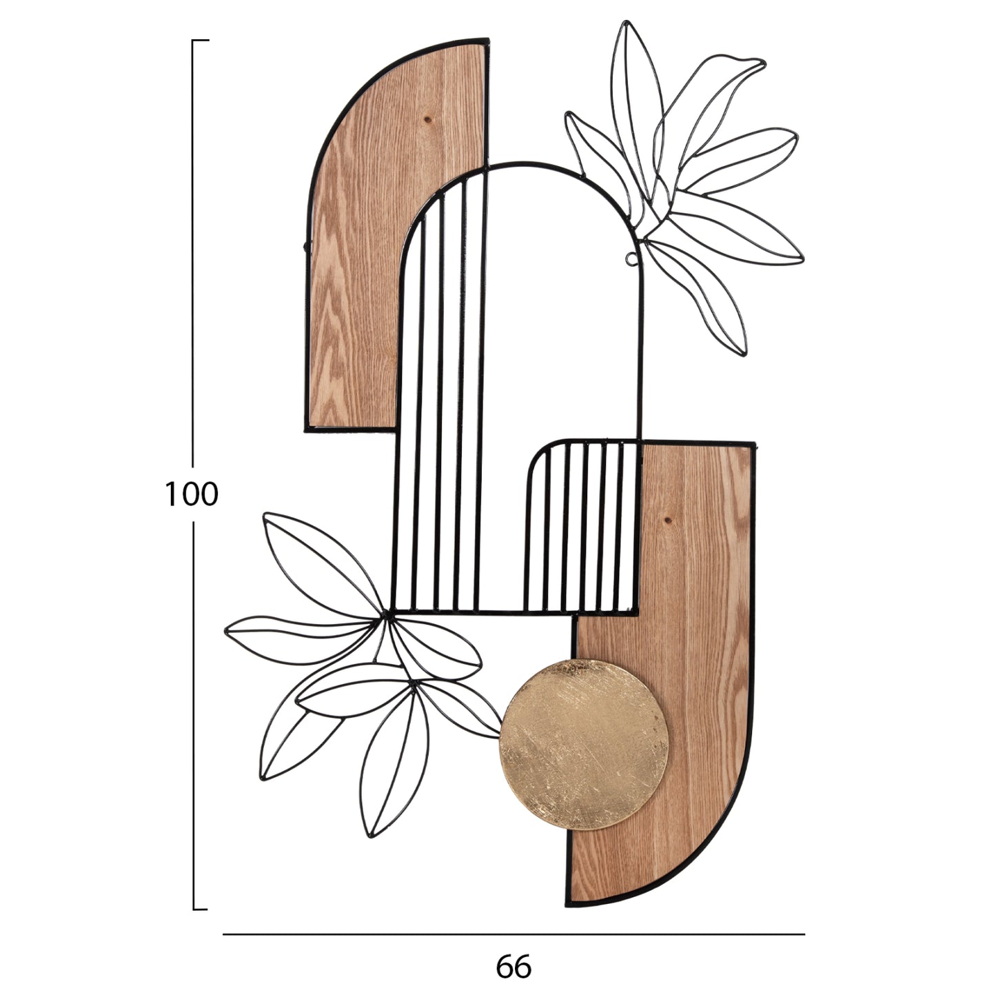 Wall Decoration Hm4218 Natural Wood Color-black Metal 66x100hcm.