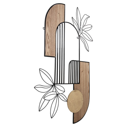 Wall Decoration Hm4218 Natural Wood Color-black Metal 66x100hcm.