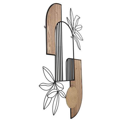 Wall Decoration Hm4218 Natural Wood Color-black Metal 66x100hcm.