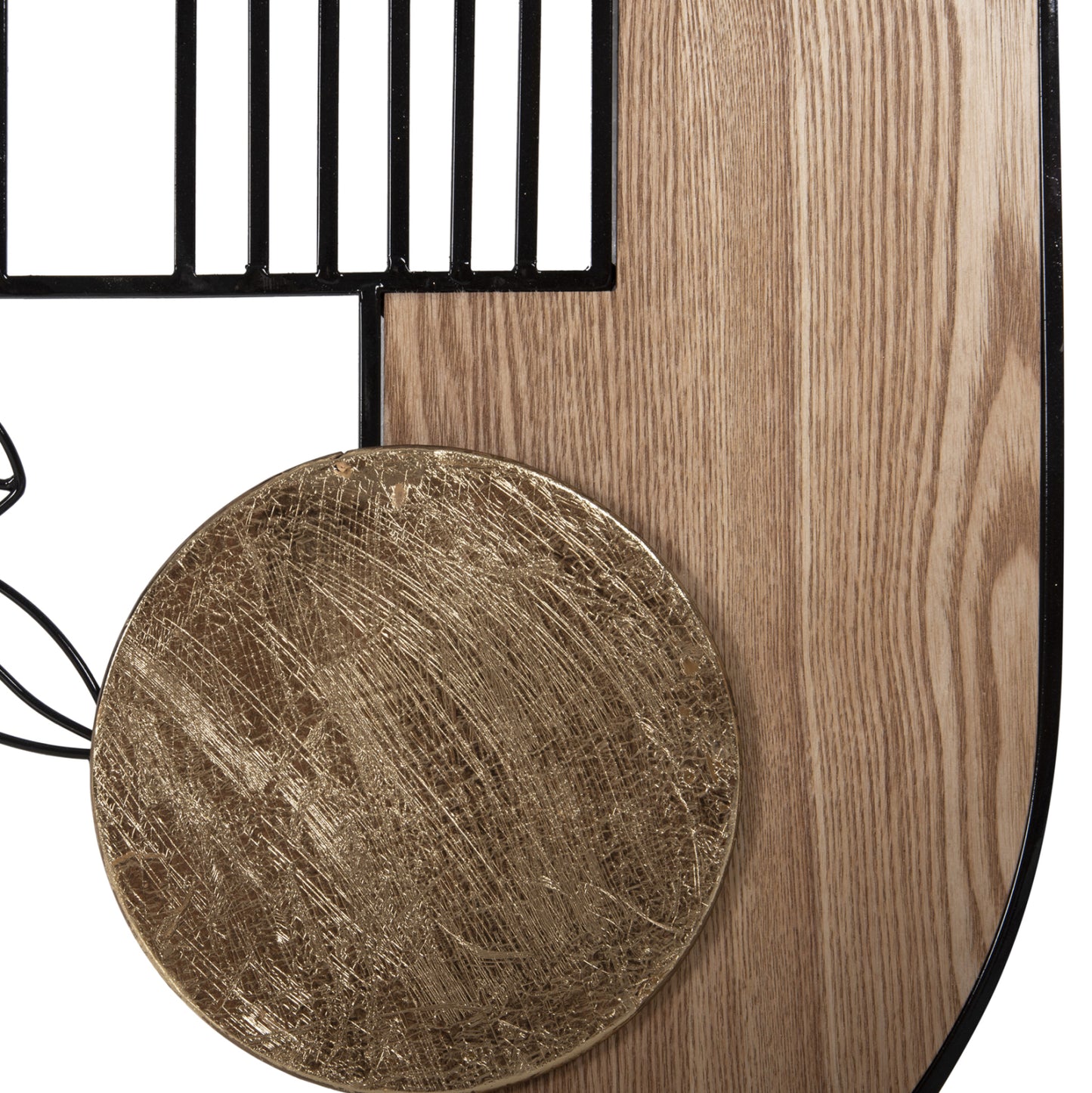 Wall Decoration Hm4218 Natural Wood Color-black Metal 66x100hcm.