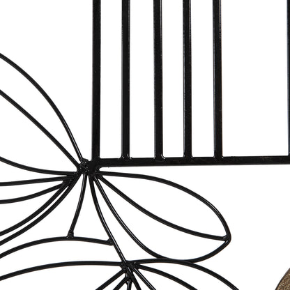 Wall Decoration Hm4218 Natural Wood Color-black Metal 66x100hcm.