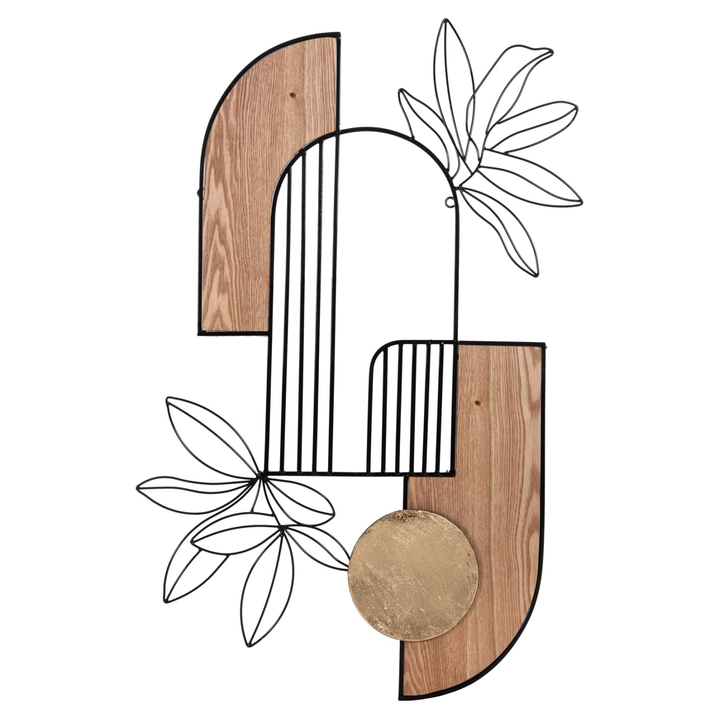 Wall Decoration Hm4218 Natural Wood Color-black Metal 66x100hcm.