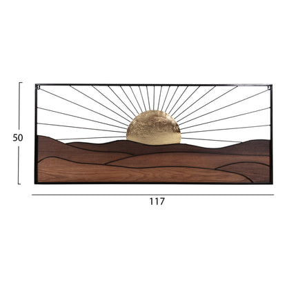 Wall Decoration Hm4219 Natural Wood Colors-black Metal 117x3x50hcm.