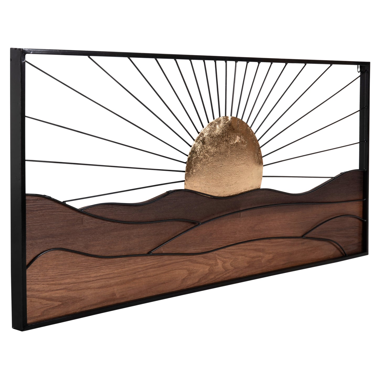 Wall Decoration Hm4219 Natural Wood Colors-black Metal 117x3x50hcm.