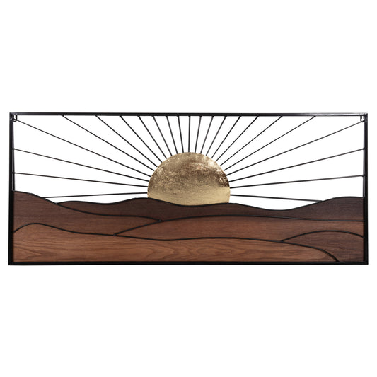 Wall Decoration Hm4219 Natural Wood Colors-black Metal 117x3x50hcm.