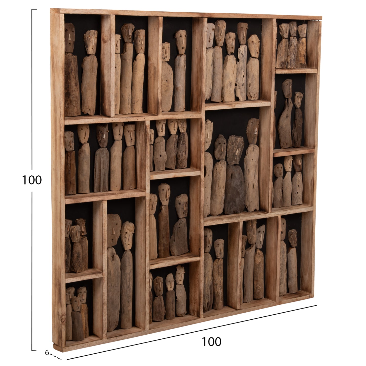 Wall Decoration Myst Hm4274 Frame With Figurines Made Of Driftwood 100x6x100hcm.