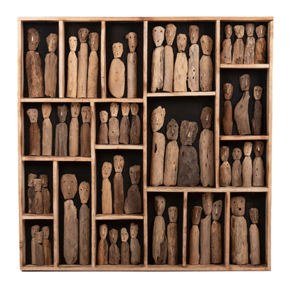 Wall Decoration Myst Hm4274 Frame With Figurines Made Of Driftwood 100x6x100hcm.