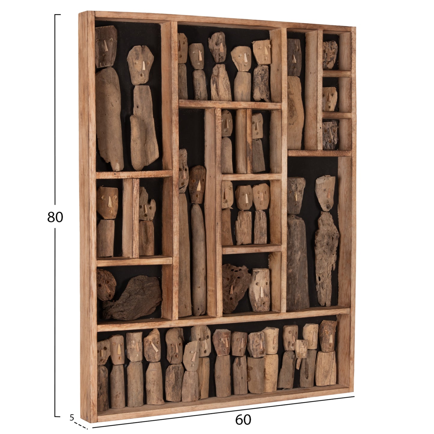 Wall Decoration Myst Hm4275 Frame With Figurines Made Of Driftwood 60x5x80hcm.