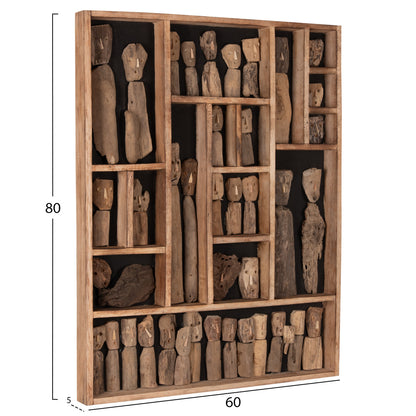 Wall Decoration Myst Hm4275 Frame With Figurines Made Of Driftwood 60x5x80hcm.