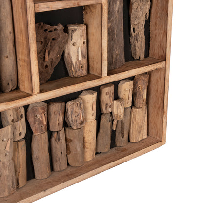 Wall Decoration Myst Hm4275 Frame With Figurines Made Of Driftwood 60x5x80hcm.
