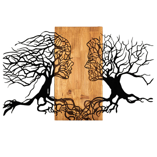 Wall Decoration Illusion Hm4803-metal In Black-wood 92x3(thickness)x58hcm.