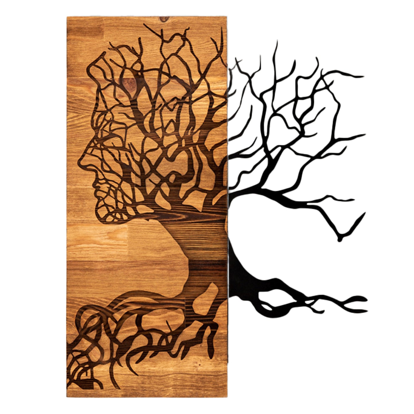 Wall Decoration Hm4804-metal In Black-wood 45x3(thickness)x58hcm.