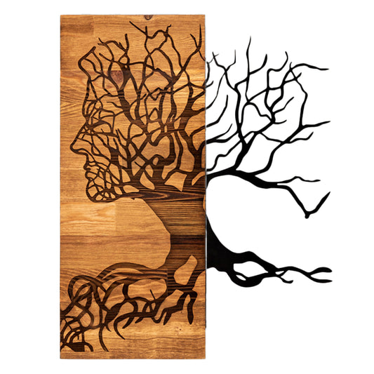 Wall Decoration Hm4804-metal In Black-wood 45x3(thickness)x58hcm.
