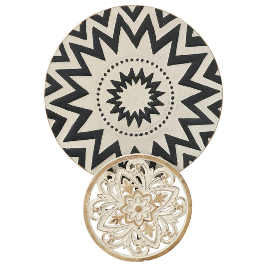 Wall Decor Hm7554 Metal 2-plate Nomad Style- Black, Beige, Off-white