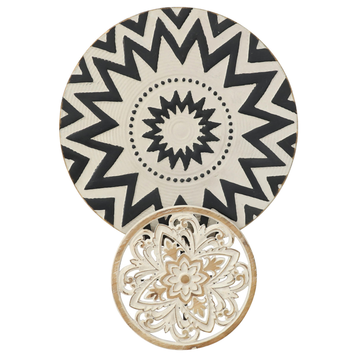 Wall Decor Hm7554 Metal 2-plate Nomad Style- Black, Beige, Off-white