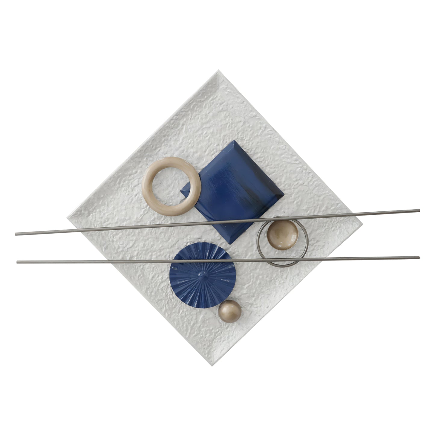 Wall Decor Hm7559 Metal Square Plate- Blue, Grey, Beige, White