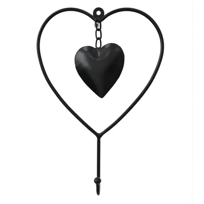 Wall Decor Hm7563 Black Metal Heart With Hook 18.4x4.4x26.7 Cm.