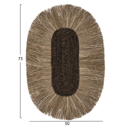 Wall Decor Oval Made Of Grass And Abaca Fibers In Natural-black Color 50x5x75hcm.hm7794