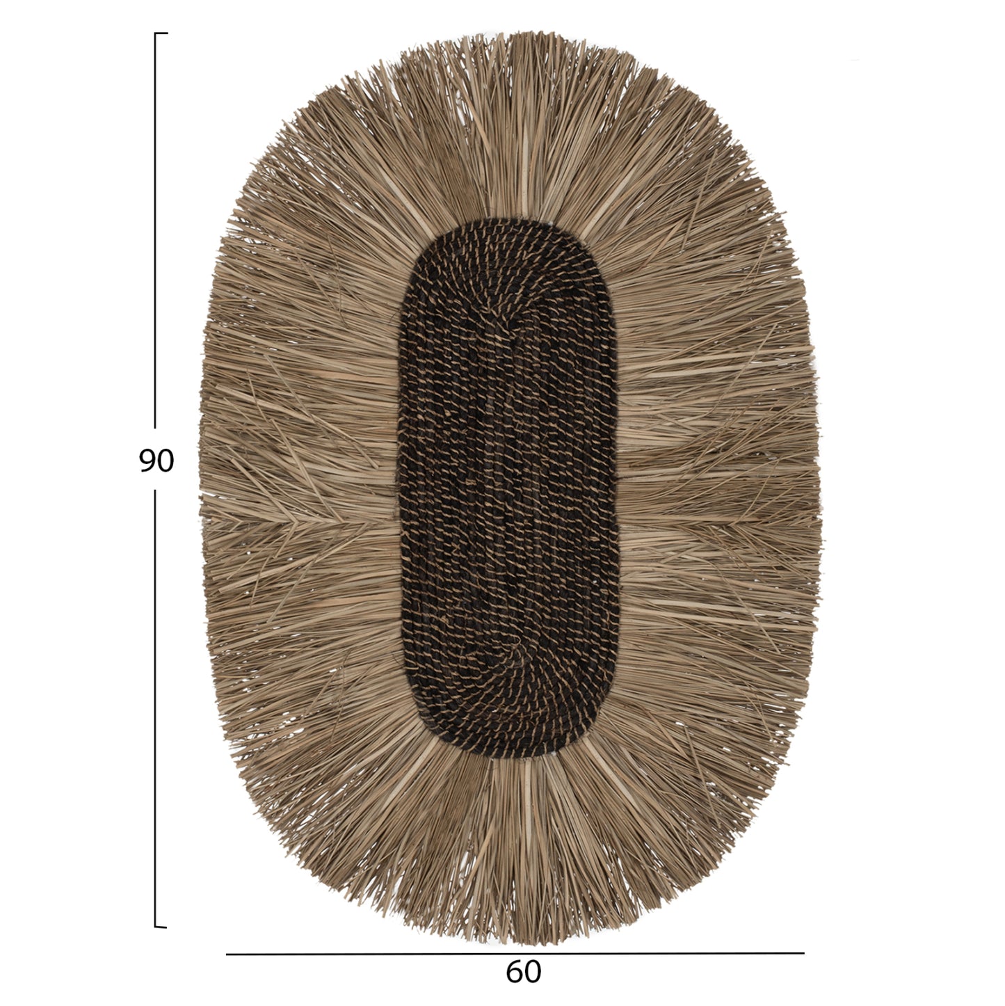 Wall Decor Oval Made Of Grass And Abaca Fibers In Natural Color 60x5x90hcm.hm7795