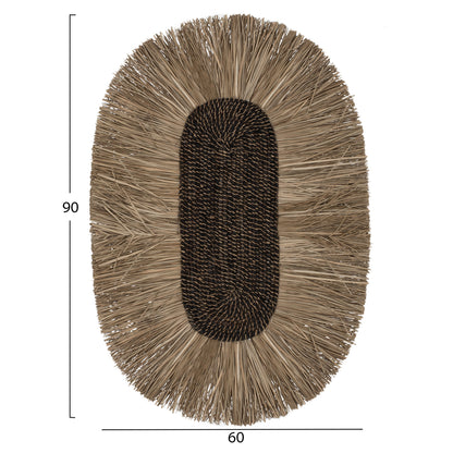 Wall Decor Oval Made Of Grass And Abaca Fibers In Natural Color 60x5x90hcm.hm7795