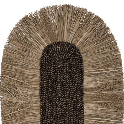 Wall Decor Oval Made Of Grass And Abaca Fibers In Natural-black Color 50x5x75hcm.hm7794