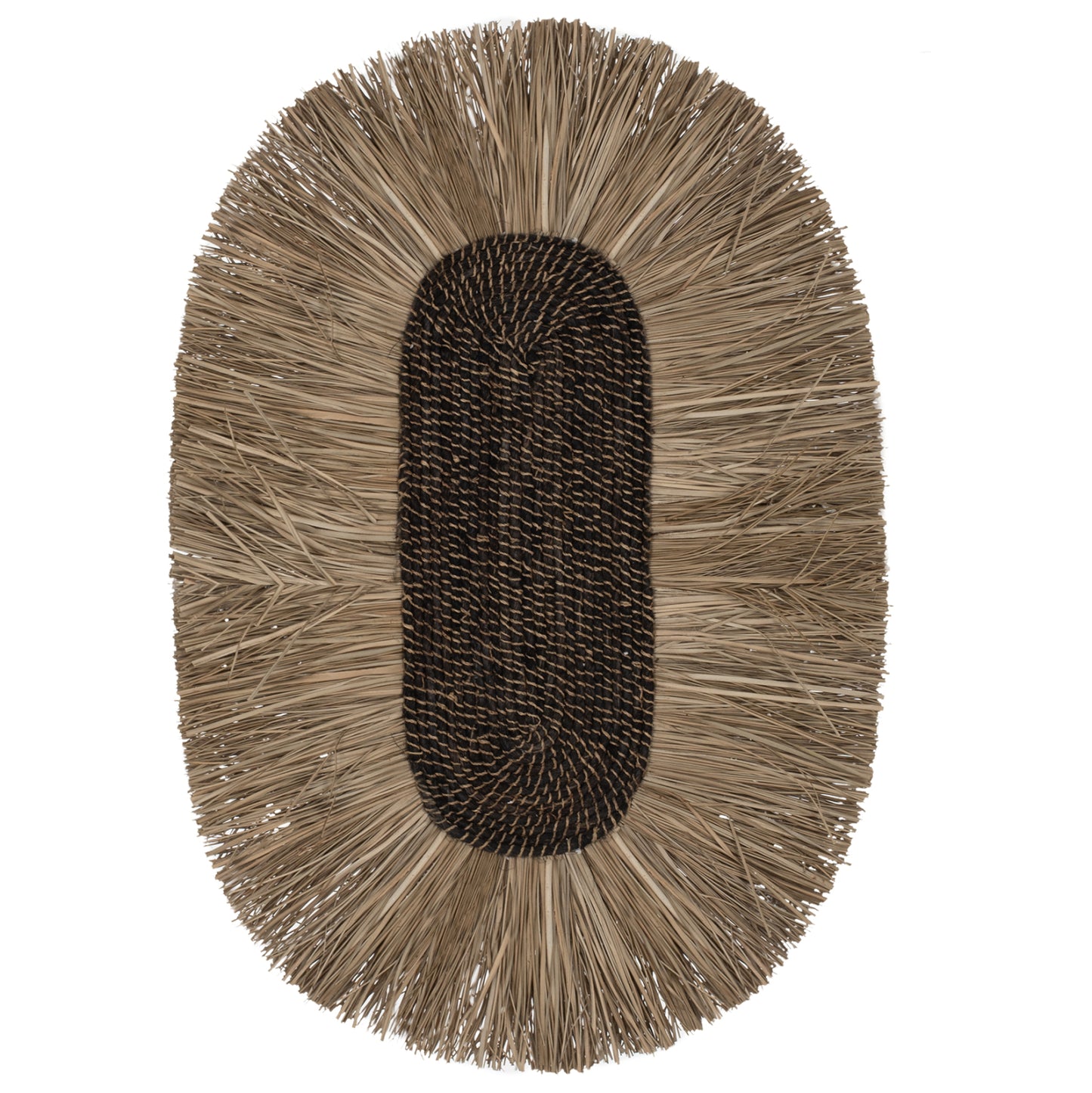 Wall Decor Oval Made Of Grass And Abaca Fibers In Natural Color 60x5x90hcm.hm7795