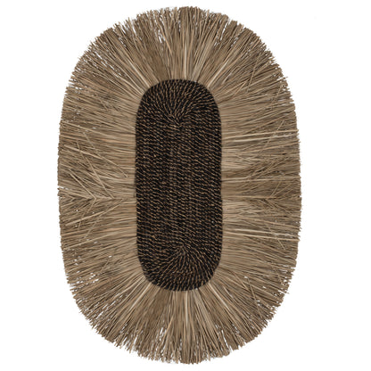 Wall Decor Oval Made Of Grass And Abaca Fibers In Natural Color 60x5x90hcm.hm7795
