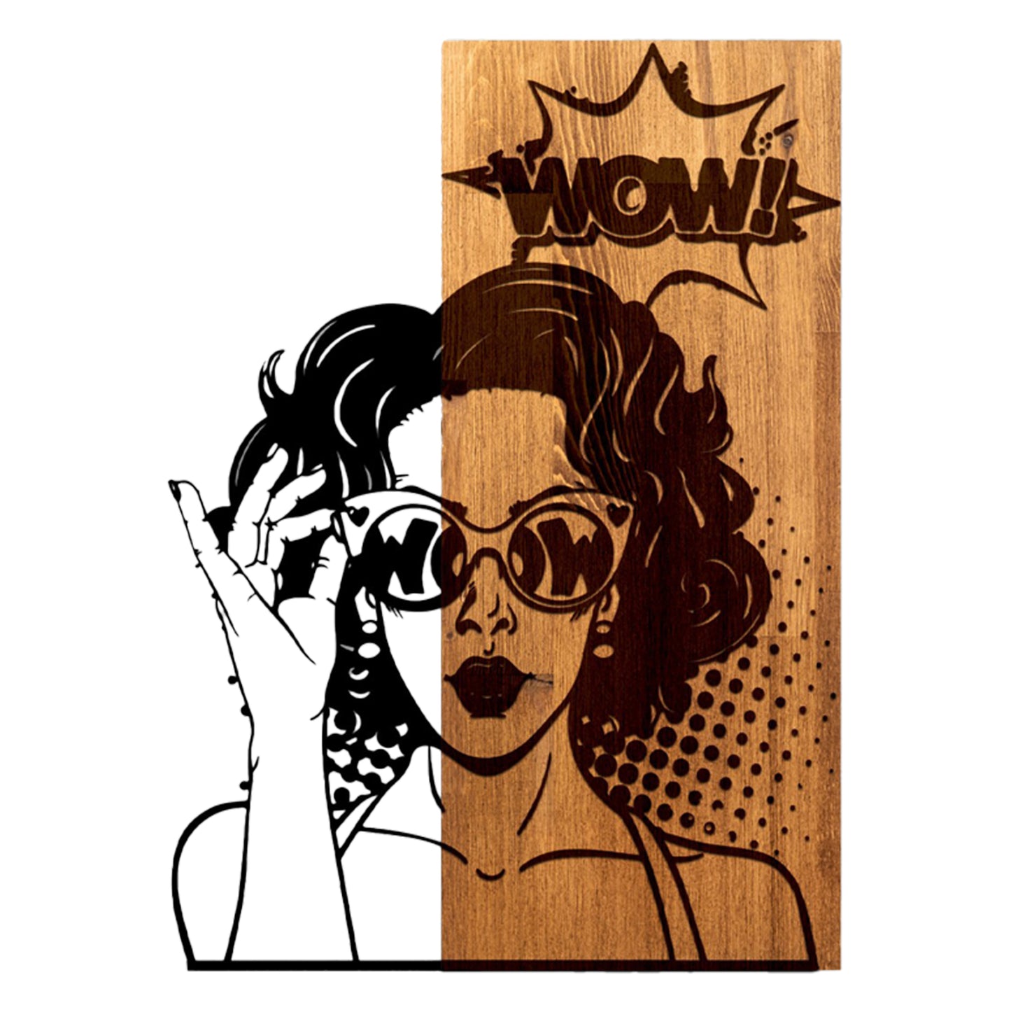 Wall Decoration Woman Figure Hm4758-metal In Black-wood 42x3(thickness)x58hcm.
