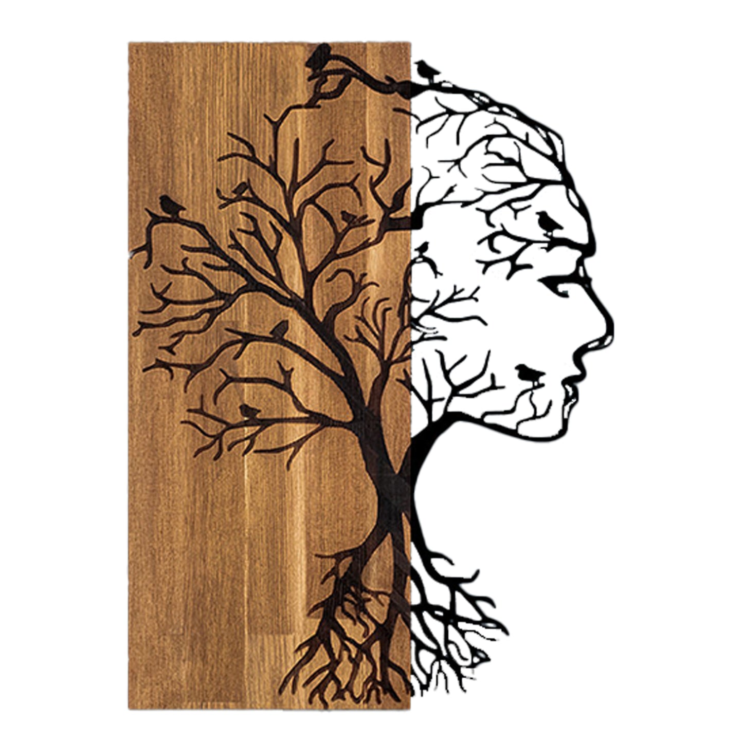 Wall Decoration Woman Figure Hm4754-metal In Black-wood 43x3(thickness)x58hcm.