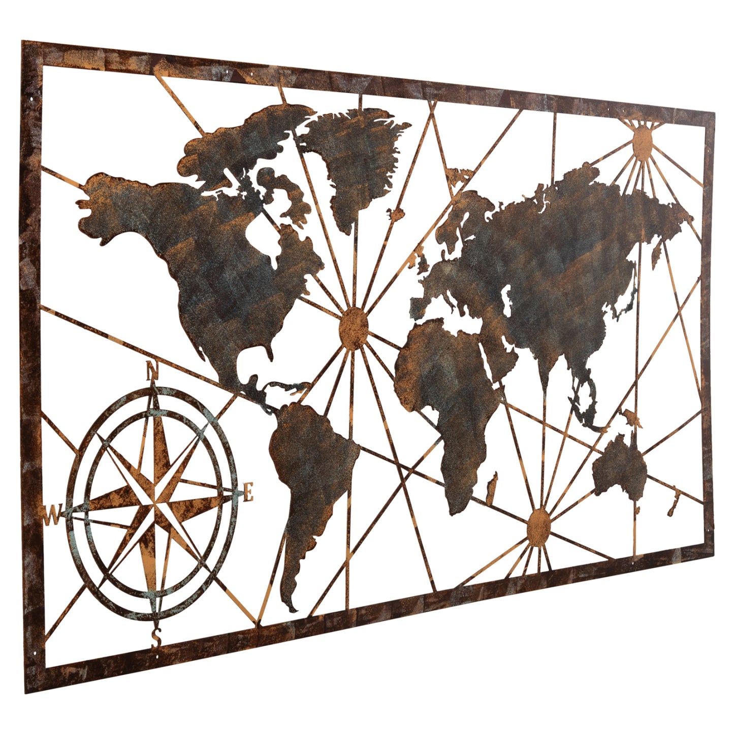Wall Decoration World Map Hm4656 Bronze Metal 120x0,1x60hcm.