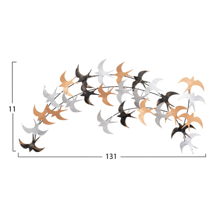 Wall Decoration Birds Hm4655 Metal- Multicolor 131x11(depth)x70hcm.