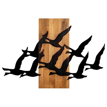 Wall Decoration Large Birds Hm4759-metal In Black-wood 58x3(thickness)x84hcm.