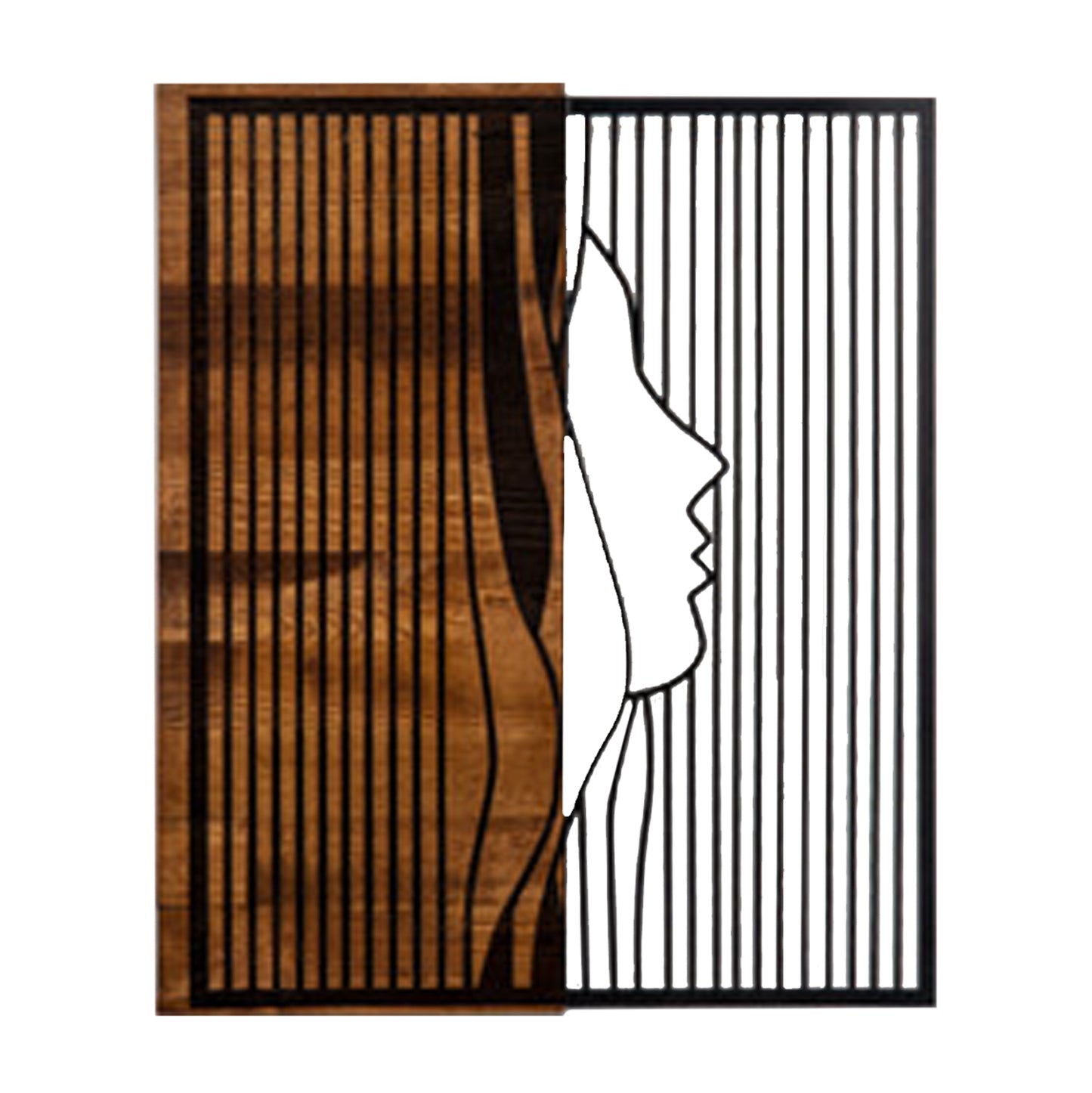 Wall Decoration Woman Profile Hm4801-metal In Black-wood 48x3(thickness)x58hcm.