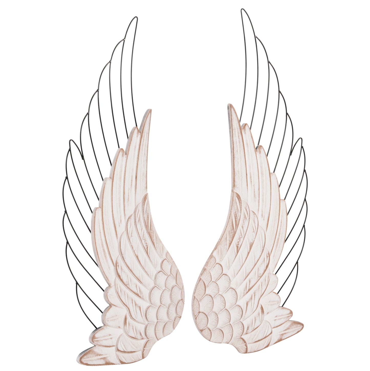 Wall Decoration Wings Hm4223 Mdf In White-black Metal 39x1,5x92hcm.