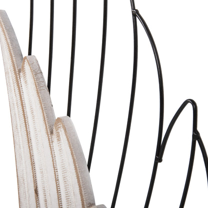Wall Decoration Wings Hm4223 Mdf In White-black Metal 39x1,5x92hcm.
