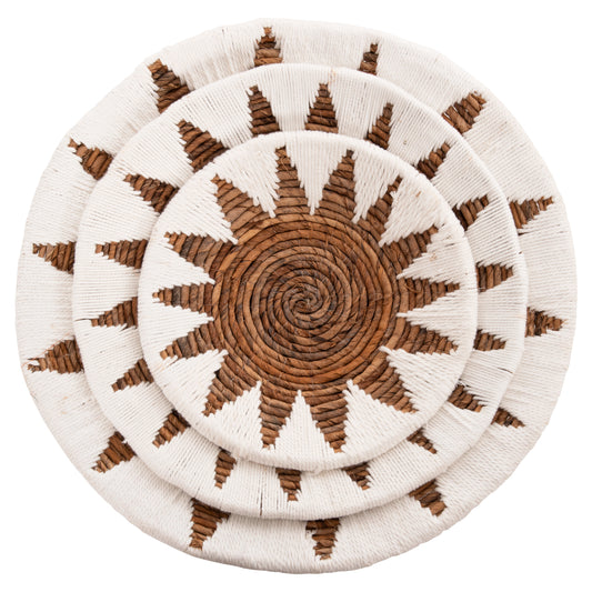 Wall Decor 3pcs Set Round Made Of Rush Hm9481