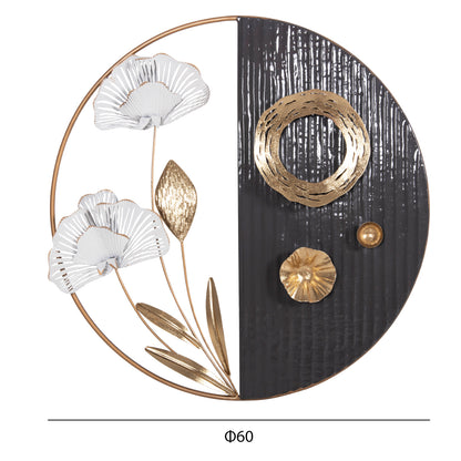 Wall Decoration Round Hm4202 Metal In Gold-black-white Φ60cm