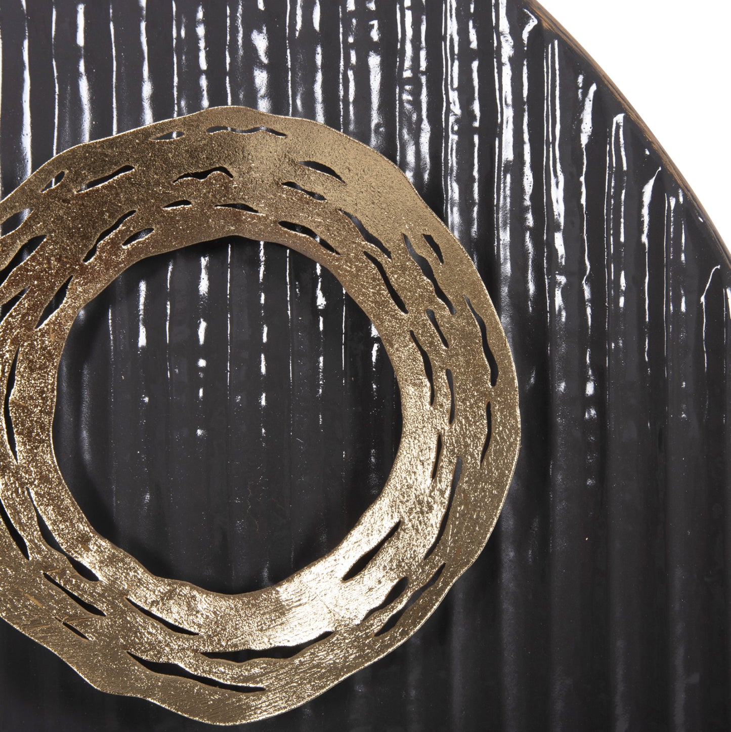 Wall Decoration Round Hm4202 Metal In Gold-black-white Φ60cm