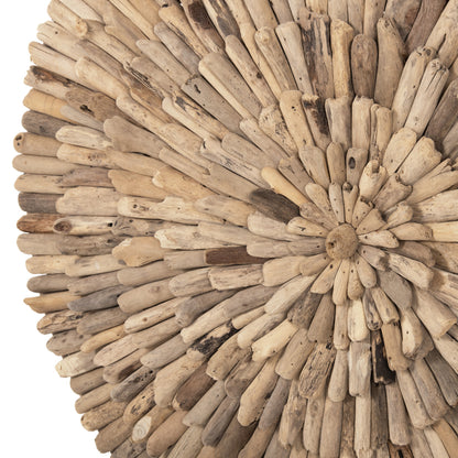 Wall Decoration Round Chiiki Hm4299 Driftwood In Natural Φ80 Cm.