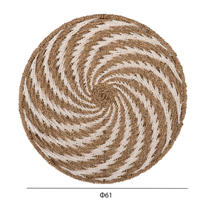 Wall Decor Round Hm7830.01 Spiral Look-seagrass In White&natural Color Φ61x3cm.