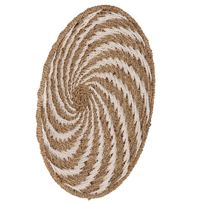 Wall Decor Round Hm7830.01 Spiral Look-seagrass In White&natural Color Φ61x3cm.